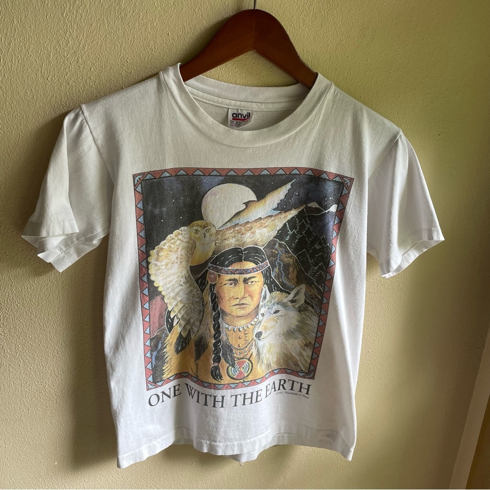 Vintage 1992 One with the Earth Tshirt. Oswegatchie School. Youth Large